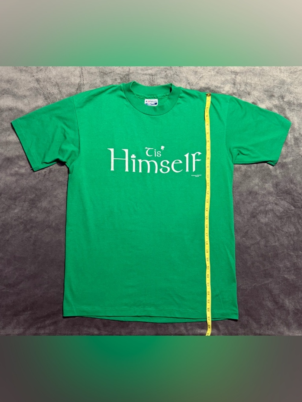 Vintage Hanes “Tis Himself” GREEN T Shirt SIZE LARGE Single Stitch